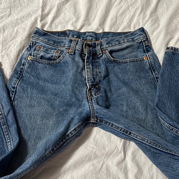 Levis 505 Mens Straight Fit Blue Denim Jeans 29 X 30 Classic Style - Picture 5 of 13